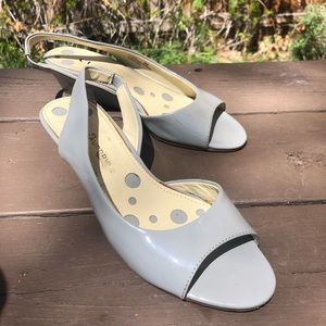 Dove gray open toe wedges
